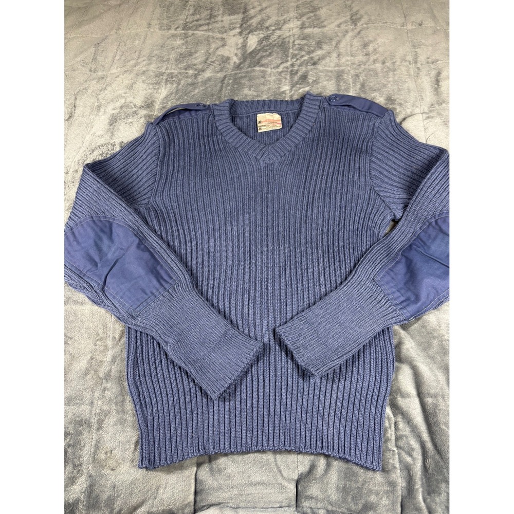 Brigade Quartermasters The Woolly Pully Blue Wool Military Sweater Mens 44 Eng